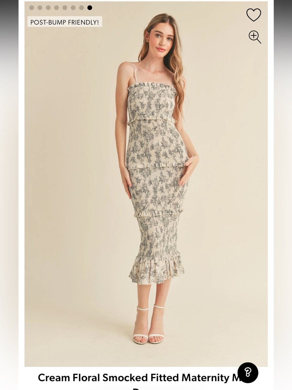 Pinkblush Floral Maternity Midi Dress in Light Gray and Lavender - Picture 5 of 5